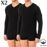 Pack 2 Pulls Manche Longue Coton Noir Col V - B2FWEAR