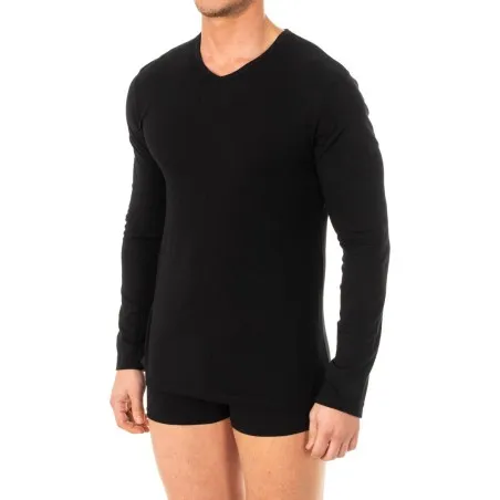 Pack 2 Pulls Manche Longue Coton Noir Col V - B2FWEAR