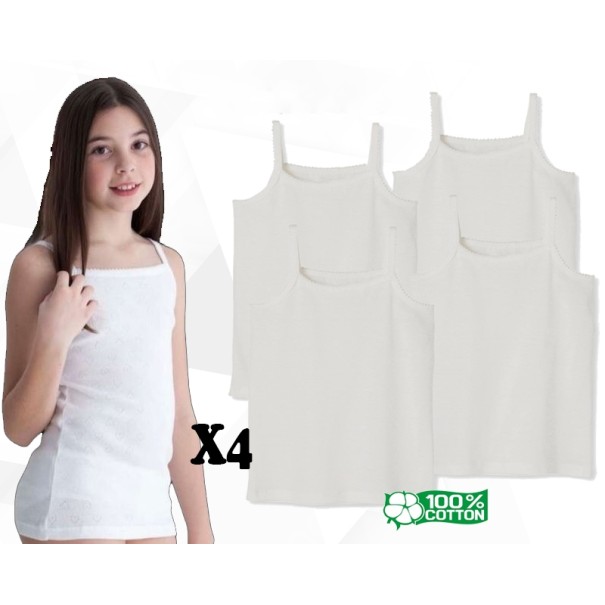 Lot de 4 Débardeurs fille - Blanc - B2FWEAR