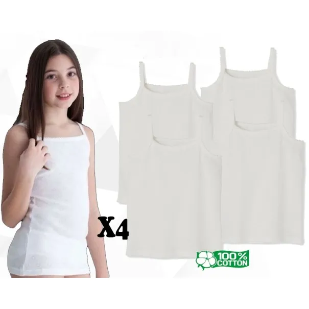 Lot de 4 Débardeurs fille - Blanc - B2FWEAR