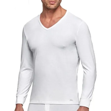 Pack 2 Pulls Manche Longue Coton Blanc Col V - B2FWEAR