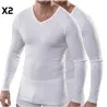 Pack 2 Pulls Manche Longue Coton Blanc Col V - B2FWEAR