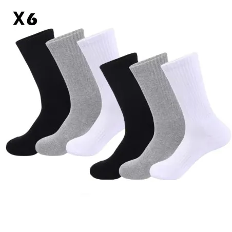 Pack de 6 chaussettes Noir & Blanc & Gris Coton - B2FWEAR
