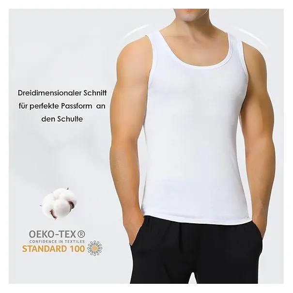 Lot 6 Débardeurs Pour Homme Blanc - B2FWEAR