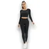 Tenue De Sport Femme T-shirt De Sport Court & Legging en Noir - B2FWEAR