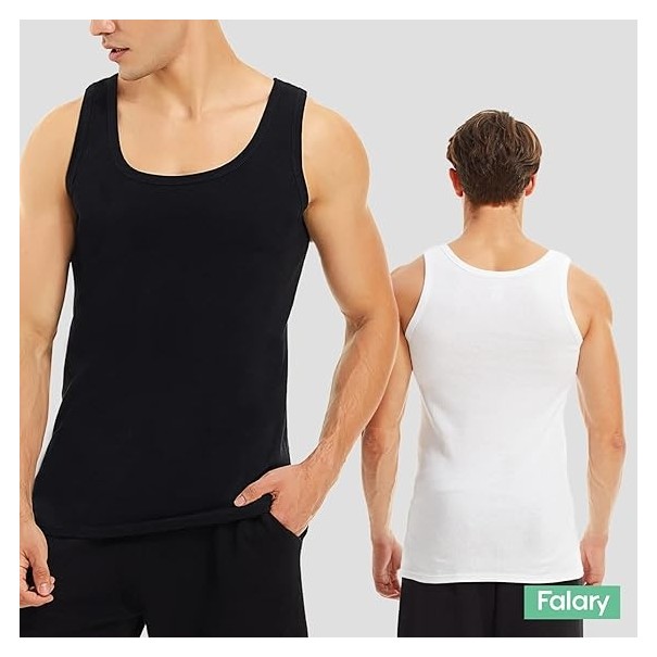 Lot 6 Débardeurs Pour Homme en Noir Gris et Blanc - B2FWEAR