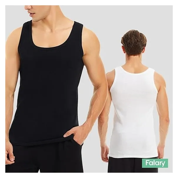 Lot 6 Débardeurs Pour Homme en Noir Gris et Blanc - B2FWEAR