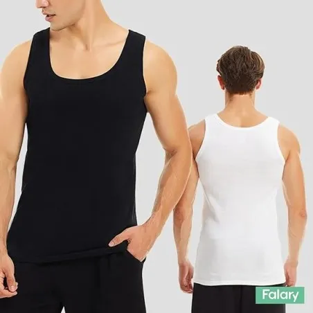 Lot 6 Débardeurs Pour Homme en Noir Gris et Blanc - B2FWEAR