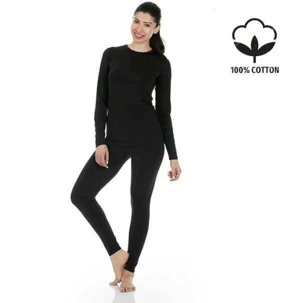 Ensemble sous-vêtement Cotton Thermique pour Femme Noir - B2FWEAR