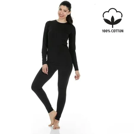 Ensemble sous-vêtement Cotton Thermique pour Femme Noir - B2FWEAR