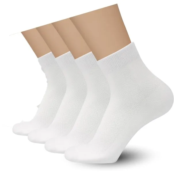Pack de 4 paires de socquettes -100% Coton Blanc - B2FWEAR