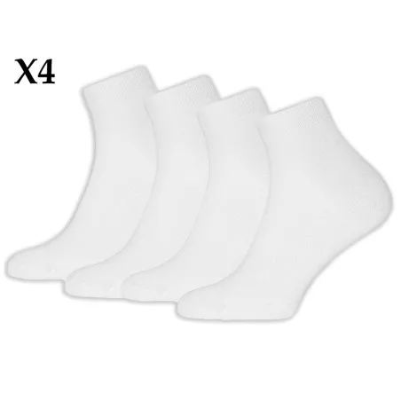 Pack de 4 paires de socquettes -100% Coton Blanc - B2FWEAR