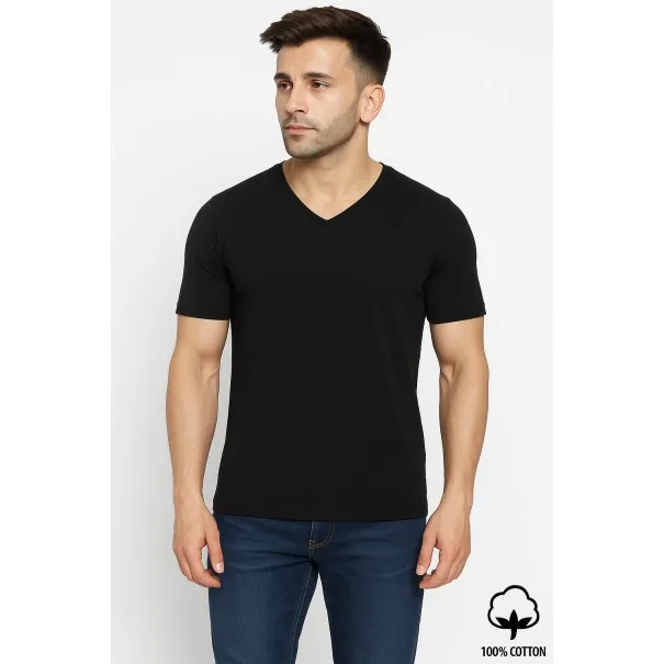 Pack de 3 T-Shirt Col V Noir 100% Coton - B2FWEAR