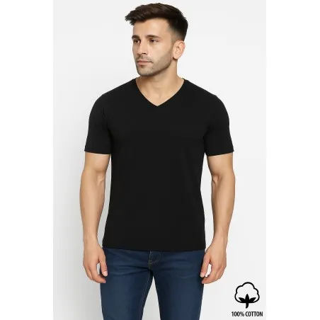 Pack de 3 T-Shirt Col V Noir 100% Coton - B2FWEAR