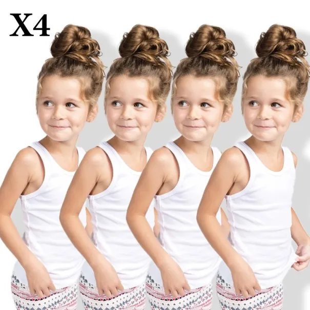 Pack de 4 Maillots de corps Pour Filles - Blanc - Coton - B2FWEAR