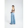 Pantalon large en denim avec ceinture à la taille - Billiorich