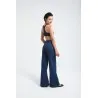 Pantalon large en denim avec ceinture à la taille - Billiorich