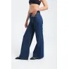 Pantalon large en denim avec ceinture à la taille - Billiorich