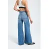 Pantalon large en denim avec ceinture à la taille - Billiorich