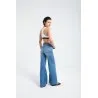 Pantalon large en denim avec ceinture à la taille - Billiorich