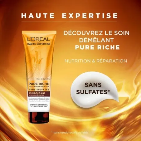 Après Shampoing L'Oréal  PURE RICHE SOIN DÉMÊLANT À L’HUILE DE CAMÉLINE-250 ML - L'OREAL