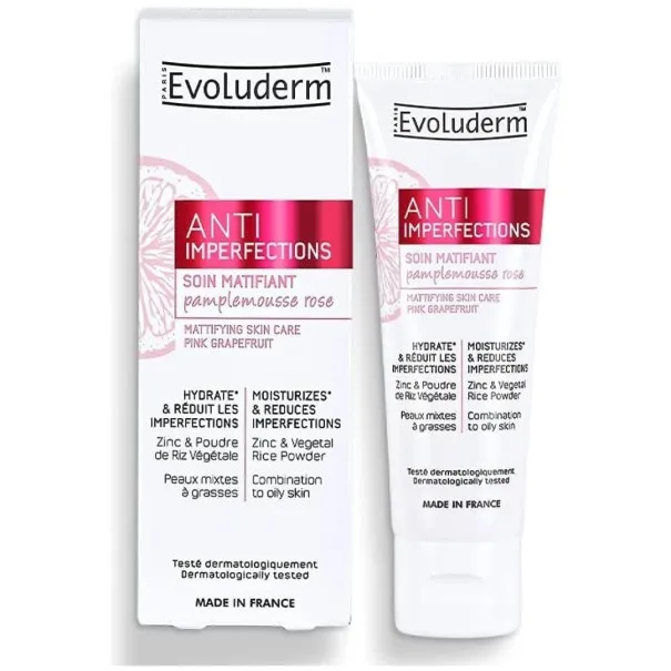 Soin de visage evoluderm  MATIFIANT ANTI-IMPERFECTIONS AU PAMPLEMOUSSE ROSE - evoluderm