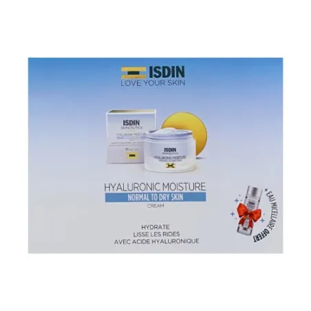 ISDIN COFFRET CREME HYDRATANTE A L'ACIDE HYALURONIQUE PEAUX NORMALES A SECHES 50G+EAU MICELLAIRE 30ML (OFFERT) - isdin