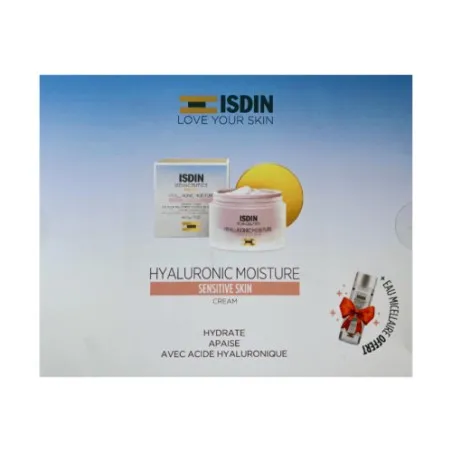 ISDIN COFFRET CREME HYDRATANTE A L'ACIDE HYALURONIQUE PEAUX SENSIBLES 50G+EAU MICELLAIRE 30ML (OFFERT) - isdin