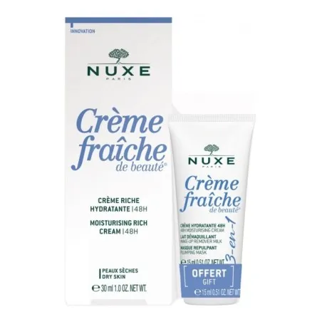 NUXE CRÈME FRAÎCHE DE BEAUTÉ CRÈME RICHE HYDRATANTE 48H 30ML + 3EN1 15 ML OFFERTE - NUXE