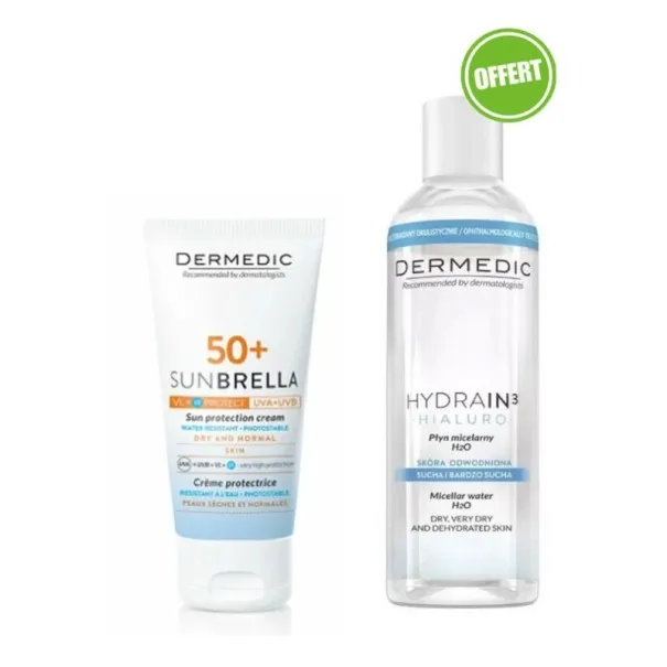 DERMEDIC 50+ECRAN PEAUX NORMAL A SECHE 50ML+EAU MICELAIRE 200ML GRATUIT - 