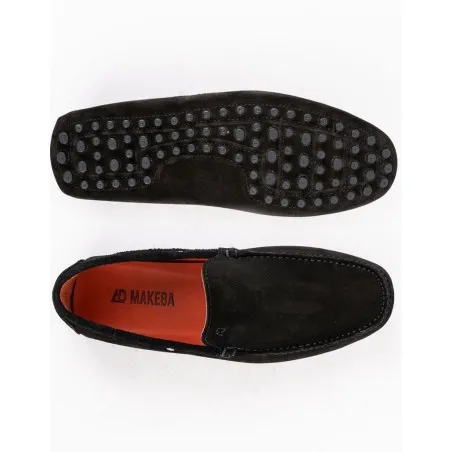 Mocassins en cuir Tito – PP01 Daim Noir - MAKEBA