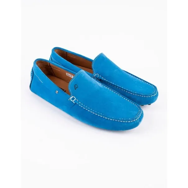 Mocassins en cuir Tito – PP01 Daim Bleu - MAKEBA