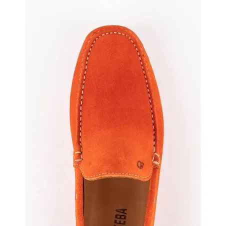 Mocassins en cuir Tito – PP01 Daim Orange - MAKEBA