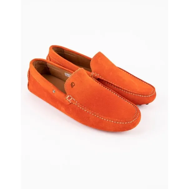 Mocassins en cuir Tito – PP01 Daim Orange - MAKEBA
