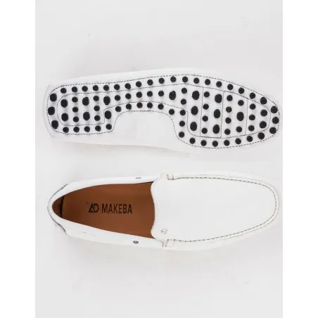 Mocassins en cuir Tito – PP01 Cuir Blanc - MAKEBA