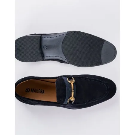 Chaussures en cuir Luca – CLA7 Daim Bleu - MAKEBA