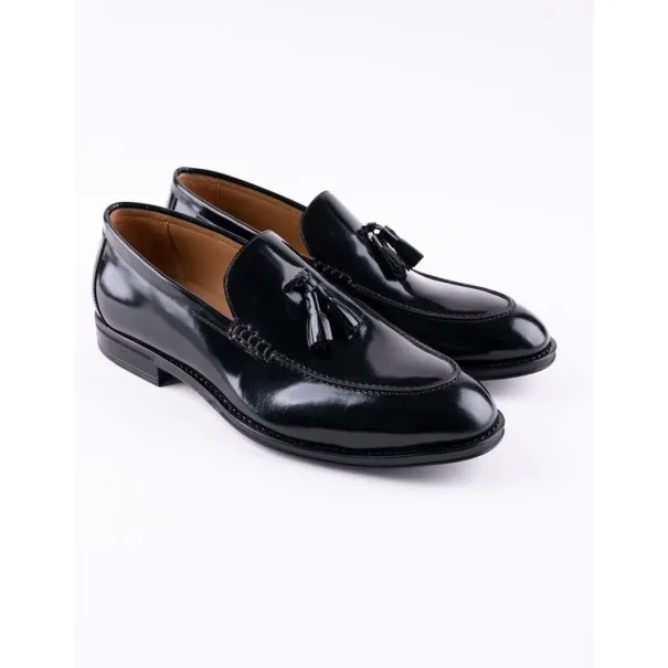 Chaussures en cuir Carlo – CH70 Noir Glacé - MAKEBA