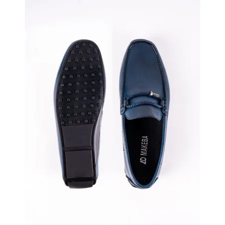 Mocassins en cuir Tino – TD105 Bleu - MAKEBA