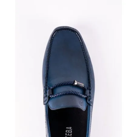 Mocassins en cuir Tino – TD105 Bleu - MAKEBA