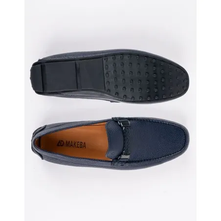 Mocassins en cuir Tino – TD101 Bleu - MAKEBA