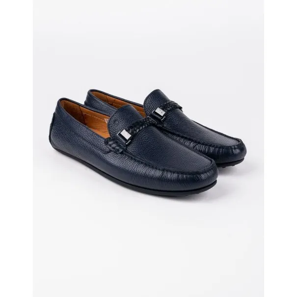 Mocassins en cuir Tino – TD101 Bleu - MAKEBA