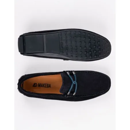 Mocassins en cuir Tino – TD102 Bleu - MAKEBA