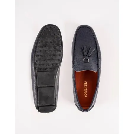 Mocassins en cuir Tino – TD104 Bleu - MAKEBA