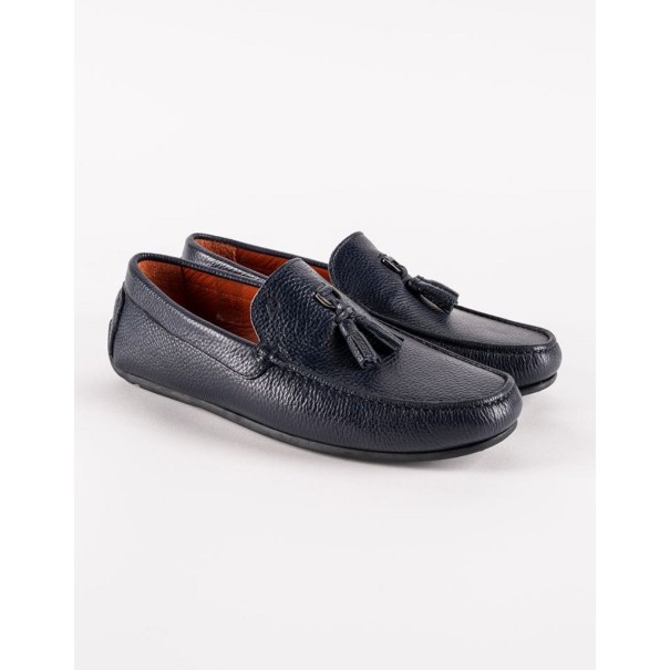 Mocassins en cuir Tino – TD104 Bleu - MAKEBA