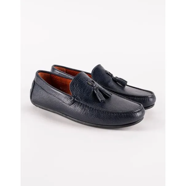 Mocassins en cuir Tino – TD104 Bleu - MAKEBA