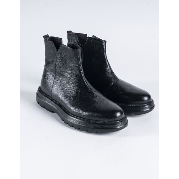 Boots en cuir Barzini – 112 Noir - MAKEBA