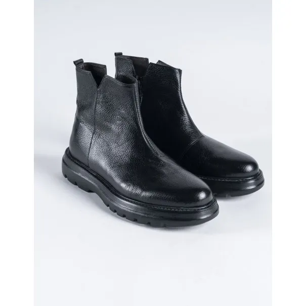 Boots en cuir Barzini – 112 Noir - MAKEBA