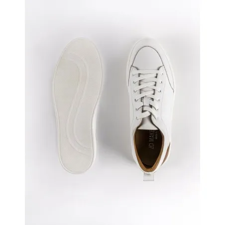 Baskets en cuir Cassio – CVR01 Blanc/Camel - MAKEBA