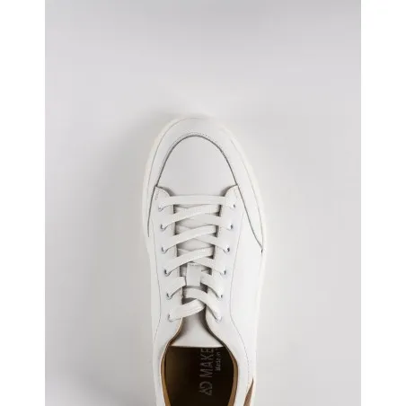 Baskets en cuir Cassio – CVR01 Blanc/Camel - MAKEBA