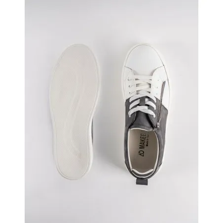 Baskets en cuir Cassio – CVR06 Blanc/Gris - MAKEBA